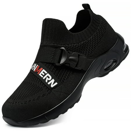 

Larnmern Mens Steel Toe Safety Shoes Slip On Work Sneaker Breathable Comfortable Work Shoes(US size:7-13)