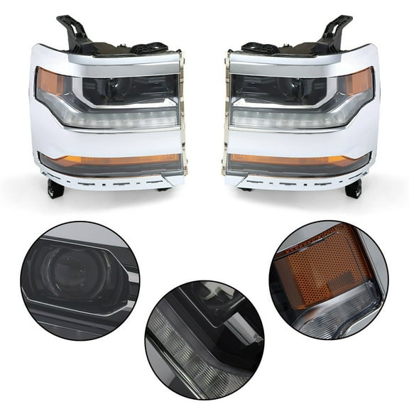 LABLT Headlights Replacement for 2016-2018 Chevy Silverado 1500 LED HID Xenon Projector Headlamp Pair Passenger and Driver Side