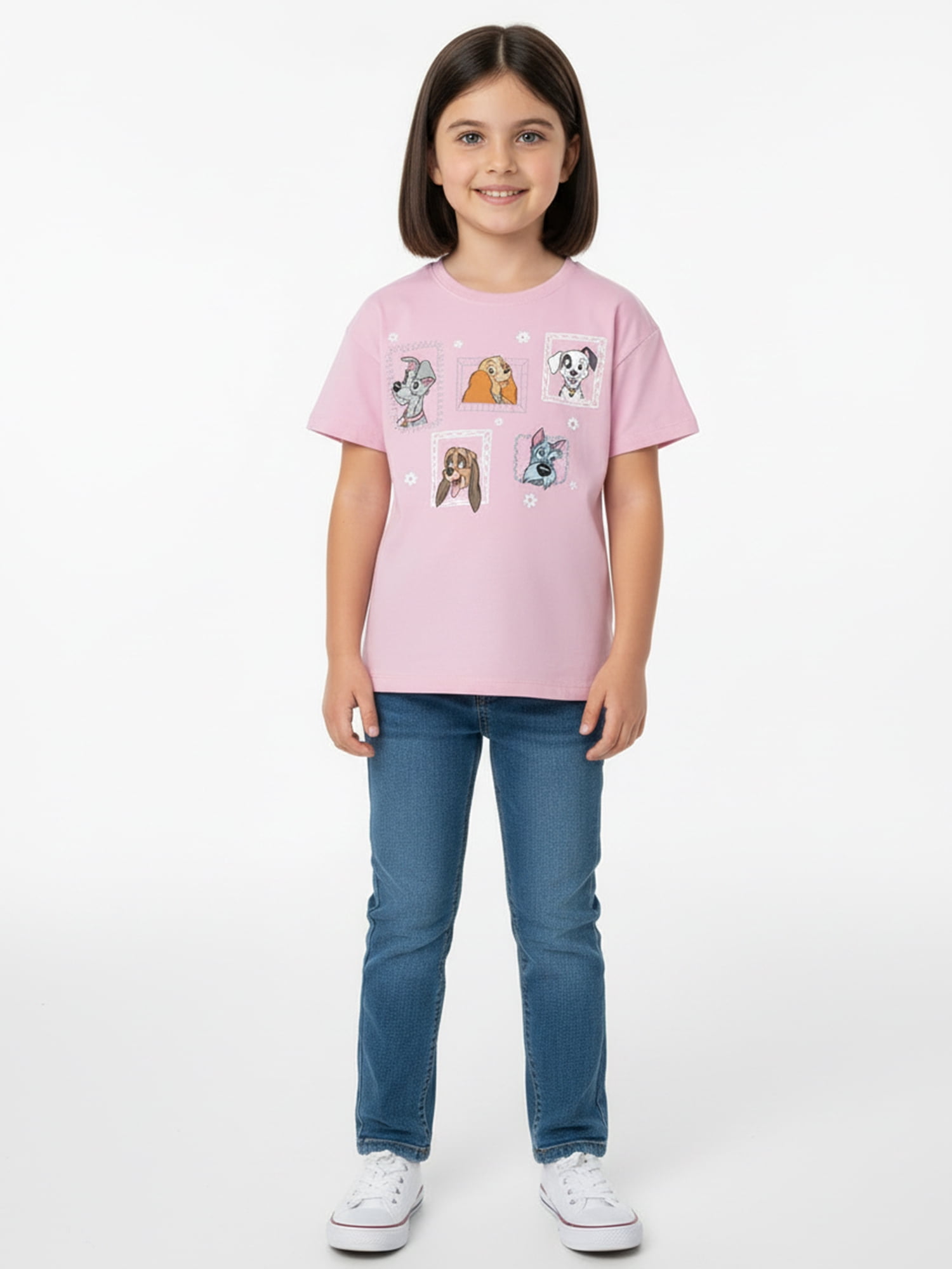 Disney Dogs Stay Pawsome Girls Short Sleeve Graphic T-Shirt, Sizes 4-16