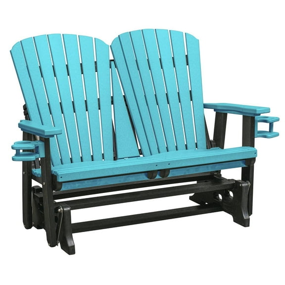 HomeStock Nordic Haven Dual Fan Back Glider in Aruba Blue with a Black Base