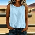 thumbnail image 3 of Pounoo Tank Tops for Women Crew Neck Ruffle Hem Sleeveless Tops for Women Relaxed Fit Beach Resort Cute Casual Tops for Women, 3 of 7