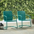 thumbnail image 2 of Crosley Furniture Bates Metal Patio Chair in Turquoise (Set of 2), 2 of 14