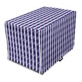 thumbnail image 1 of Abstract Dog Crate Cover, Vertical Straight Lines and Horizontal Curved Stripes on Background, Easy to Use Pet Kennel Cover for Dogs, 35" x 23" x 27", Indigo Sky Blue Magenta, by Ambesonne, 1 of 6