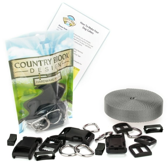Country Brook Design® 1 inch Deluxe Dog Collar Kit with Silver Nylon Webbing
