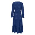 thumbnail image 6 of IROINNID Long Dress for Women Formal Wedding Guest Formal Dress Fall And Winter New Slim Dress Collar Bubble Sleeve Pleated Skirt,Blue, 6 of 7