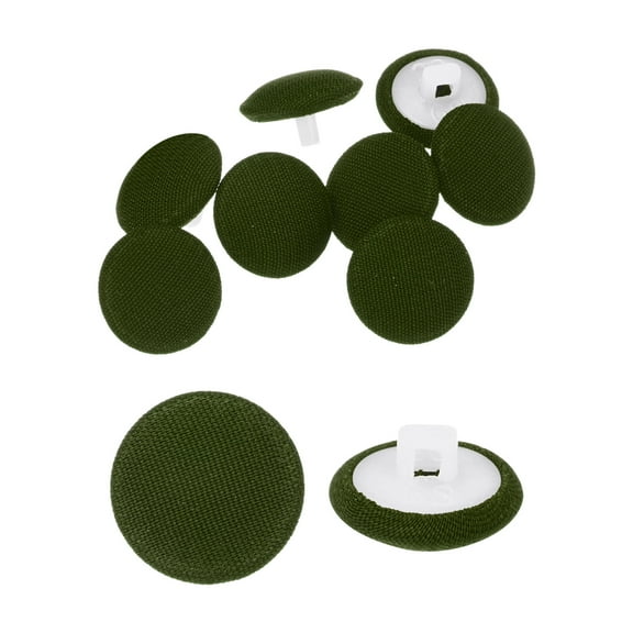 Uxcell 10pcs Fabric Cloth Buttons 0.5" Round Sewing Button with Shank, Navy Green