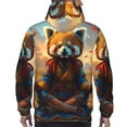 thumbnail image 7 of Kdxio Prairie Meditating Raccoon Print Mens Casual Hooded Collar Drawstring Hoodies Pullover Sweatshirts Casual Long Sleeve Shirts-Medium, 7 of 7