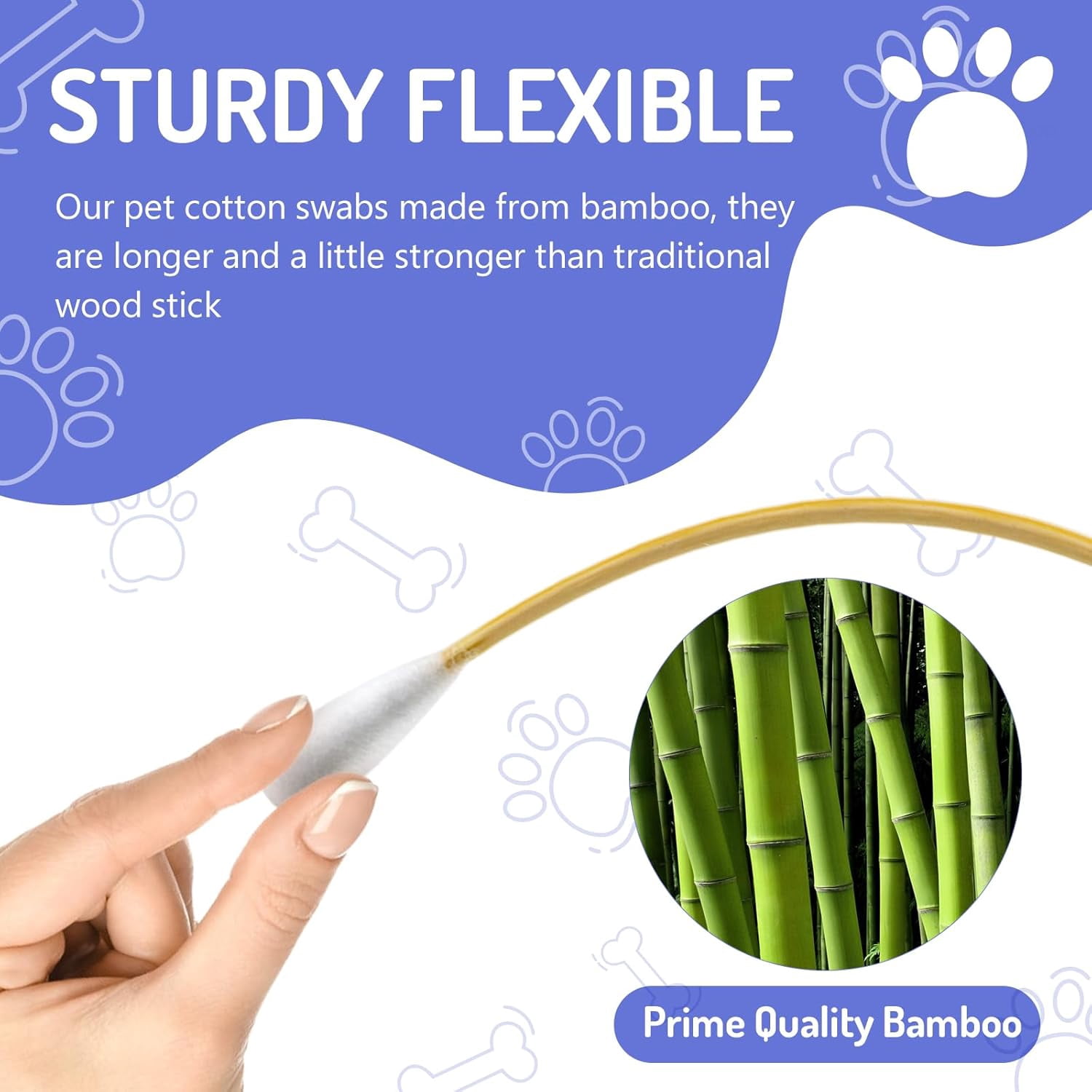 200PCS Large Cotton Swabs in Storage Box, 6 Inch Dog Ear Swabs with Bamboo Handle for Dogs - Soft Cotton, Gentle and Lint-Free, Specially Designed for Dogs (Large)