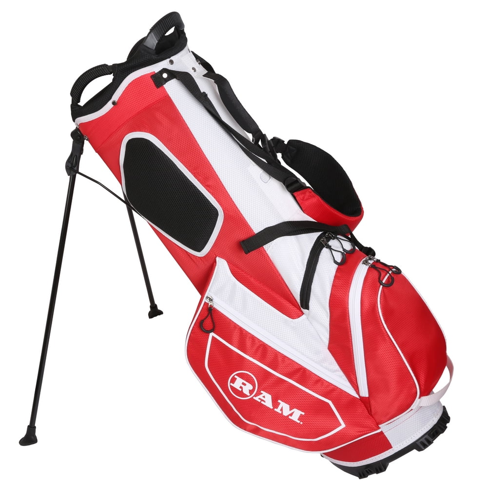 Ram Golf FX Lightweight Golf Stand Carry Bag, Red/White