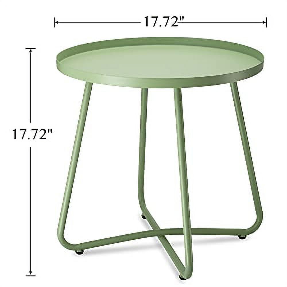 danpinera Outdoor Side Tables, Weather Resistant Steel Patio Side Table, Small Round Outdoor End Table Metal Side Table for Patio Yard Balcony Garden Bedside Green - image 2 of 7