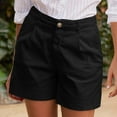 thumbnail image 5 of Women's Soft Cotton Linen Slim-Fit Shorts with Pockets, Button Closure No Zipper - Breathable Casual Summer Shorts for Women, Lightweight Stretch Comfort (Available in Multiple Colors),Black M, 5 of 5