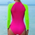 thumbnail image 2 of ANINEO Women Swimwear Long Sleeved Chest Pad Zipper Color Matching Sunblock Swimsuit Leisure Hawaii Summer Tropical Brazilian Beachwear, 2 of 6