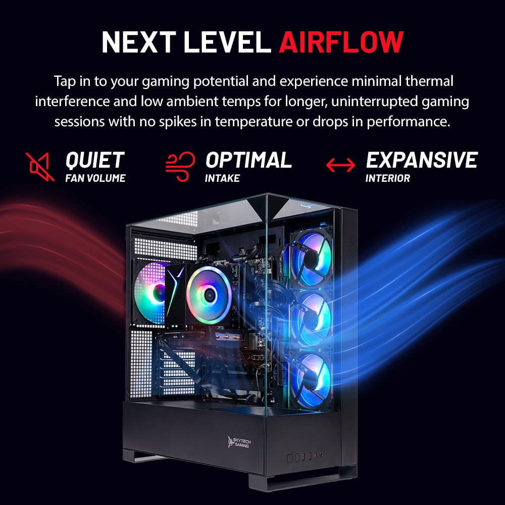 Skytech Gaming Shadow 5 Gaming PC, AMD Ryzen 7 7700 3.8GHz, NVIDIA RTX 5060 Ti 8GB VRAM, 1TB NVMe SSD, 16GB DDR5 RAM 6000, 750W GOLD PSU, Wi-Fi, Win 11, Desktop