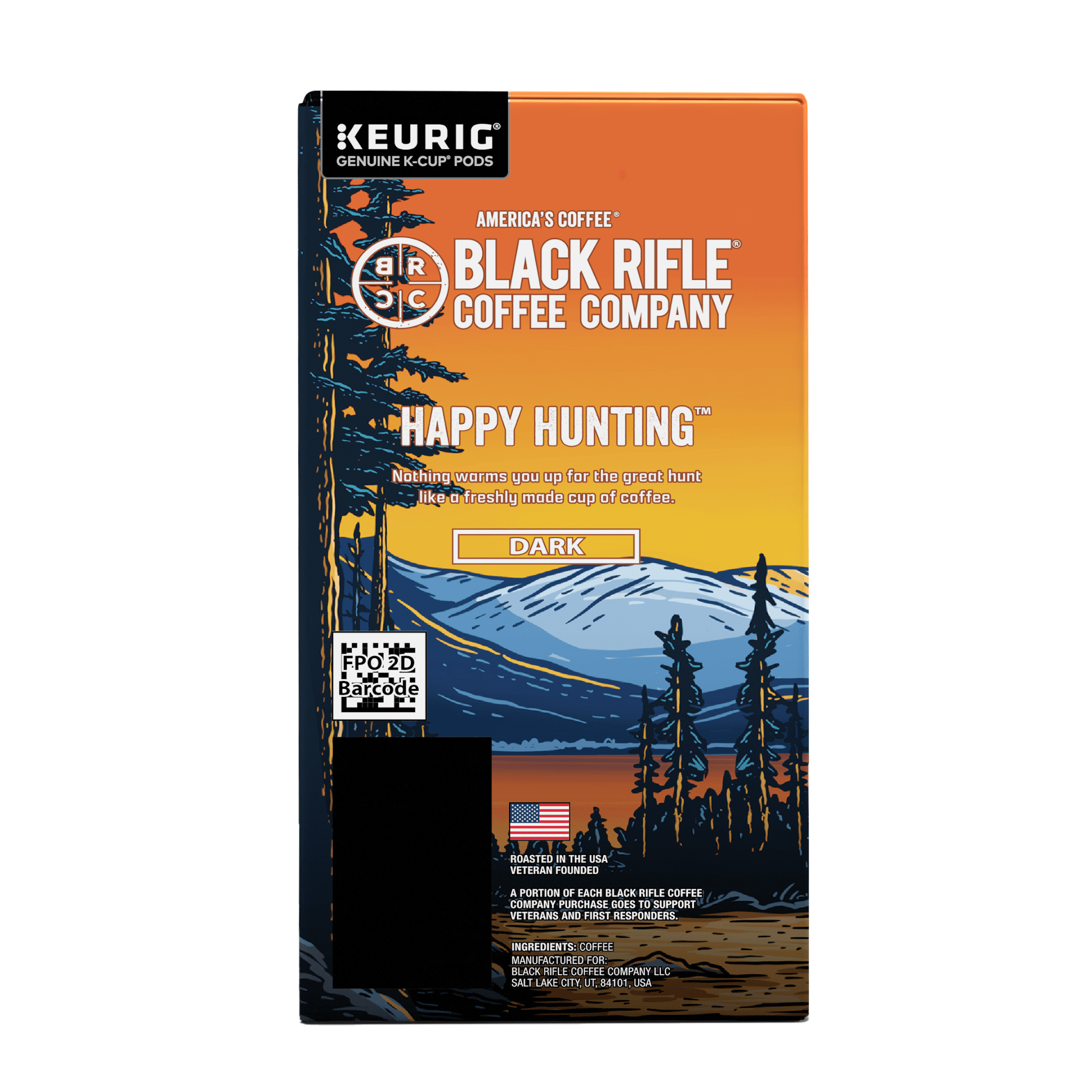 Black Rifle Coffee Company Happy Hunting K-Cup Pods, Dark Roast, 22 Ct