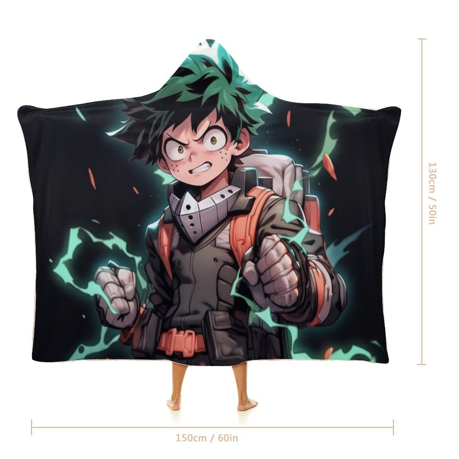 My Hero Academia Wearable Blanket Cloak Arctic Velvet Hooded Blanket Soft Fuzzy Hoodie Blanket Cape for Adults Kids 50"x60"