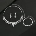 thumbnail image 3 of Sdmnsg-T Rhinestone Bridal Wedding Jewelry Set Silver Necklace Earrings Sets Tassel Prom Formal Costume Jewelry Sets for Women and Brides, 3 of 8
