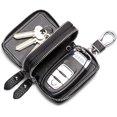 thumbnail image 3 of Leather Car Key Case Car Key Case Bag Unisex Key Holder Wallet Case with Hook Key Holder Zipper Bag, 3 of 5