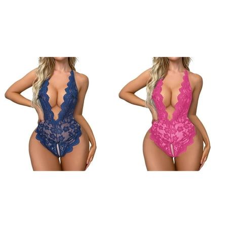 (2-Pack) Kcodviy Women Flower Print s for Plus Size Women Mesh Lace Animal Print for Women 1 Pieces Bodysuit Underwear