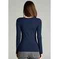 thumbnail image 4 of Essential Basic Women's Plus Size Vneck Tshirt Long Sleeves Shirt Tee, 2XL, 3Pk Black, Royal, Navy, 4 of 5