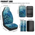 thumbnail image 6 of Xoenoiee Blue Peacock Print Car Front Seat Covers Set of 5, Car Accessories for Men Women, PU Leather Bucket Seat Covers with Seatbelt Covers Armrest Pad Universal Fit Most Truck SUV Vans, 6 of 7