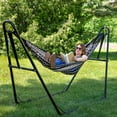 thumbnail image 4 of Sunnydaze 2-Person Cotton/Nylon Mayan Family Hammock with Stand, 400 lb Capacity - Black/Natural, 4 of 6