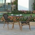thumbnail image 3 of Emma + Oliver Indoor/Outdoor Bistro Style 31.5 in. Table with Black & White PE Rattan, Glass Top, and Two Chairs - Natural Frame, 3 of 10