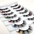 thumbnail image 2 of RAGUPEL Colored Eyelashes Mink Lashes,Fluffy Colorful Lash Clusters,Dramatic Long Thick Cat Fox Eye Lashes Full Curly False Eyelash,3D D Curl Salon Extensions Strip 7 Pairs, 2 of 7