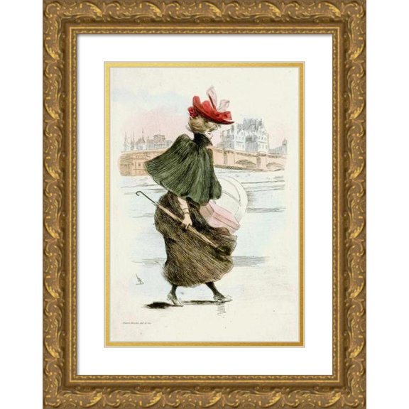 Henri Boutet 18x24 Gold Ornate Framed and Double Matted Museum Art Print Titled - 1993 Nineteenth -Century Female Modes (1908)
