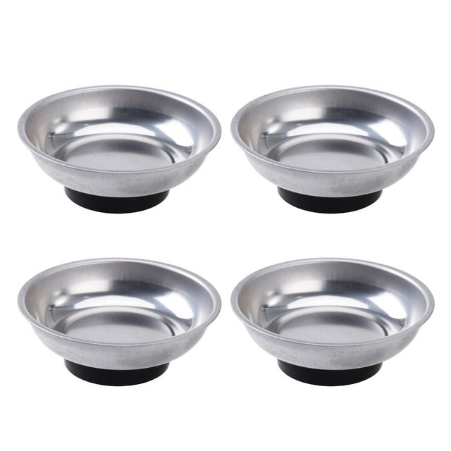 CIMAXIC 4 Pcs Plateau Magnétique Rond en Acier Inoxydable de 3 Pouces pour Pièces Bol Vis Outils Support, 2.95"X2.95"X0.98 Pouces