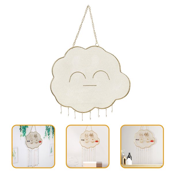TABLETREANDS Organizador De Joyas De Pared Dorado Forma Nube Metal Para Colgar Aretes Collares Y