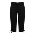 thumbnail image 5 of Women's Cargo Capris, Solid Color Hight Waist Knee Length Hiking Cropped with Pockets, Loose Fit Summer Casual Long Shorts Workwear, 5 of 5