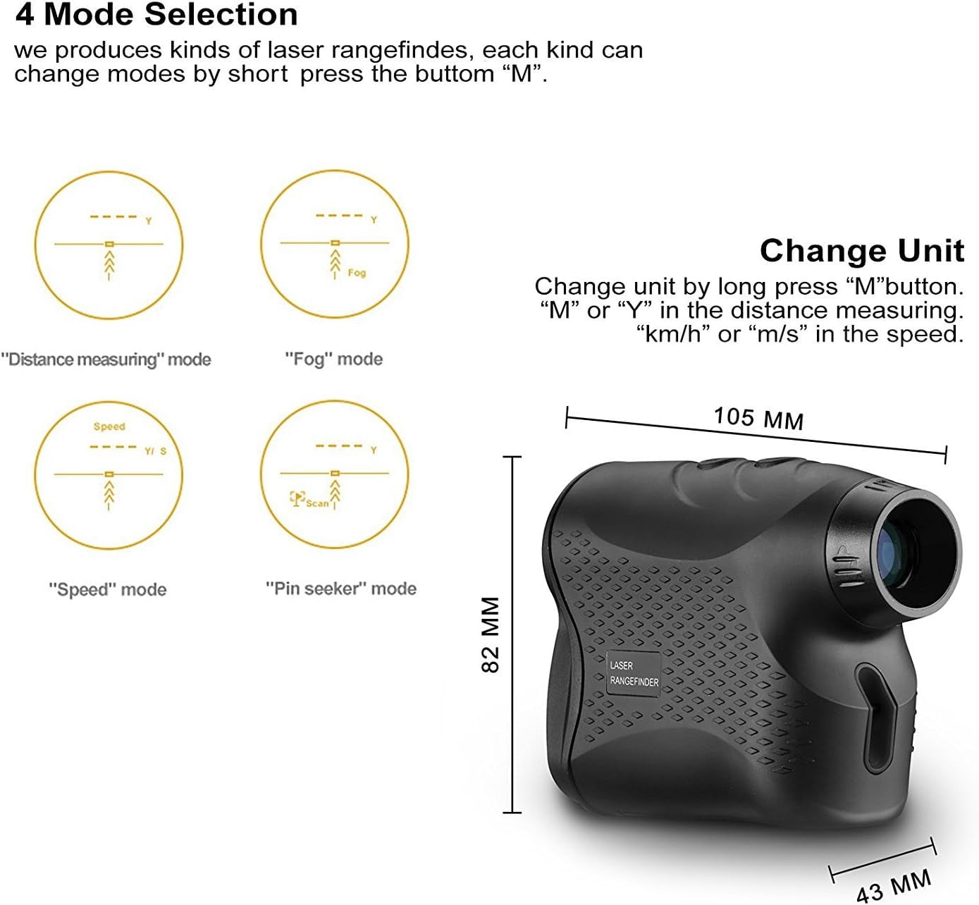 BOAYAL Golf Rangefinder 600 Yards with Slope Flag Lock 6X Magnification Laser Range Finder for Golf Hunting Measurment Tool