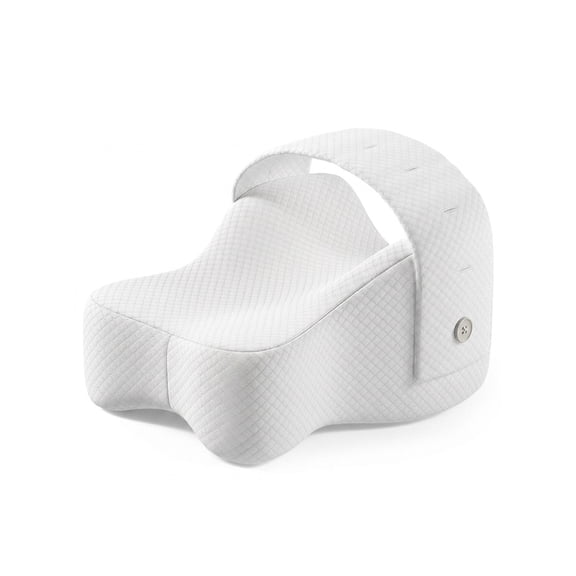 Knee Pillow for Side Sleepers, Memory Foam Leg Pillow for Side Sleeping with Adjustable Strap, Spine Alignment Pillow for Sciatica Back Hips Knees Joint Pain Relief, White