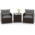 thumbnail image 1 of Gymax Ensemble de 3 Meubles en Rotin pour Patio, Ensemble de Conversation avec Coussins, Sofa Gris, 1 of 5