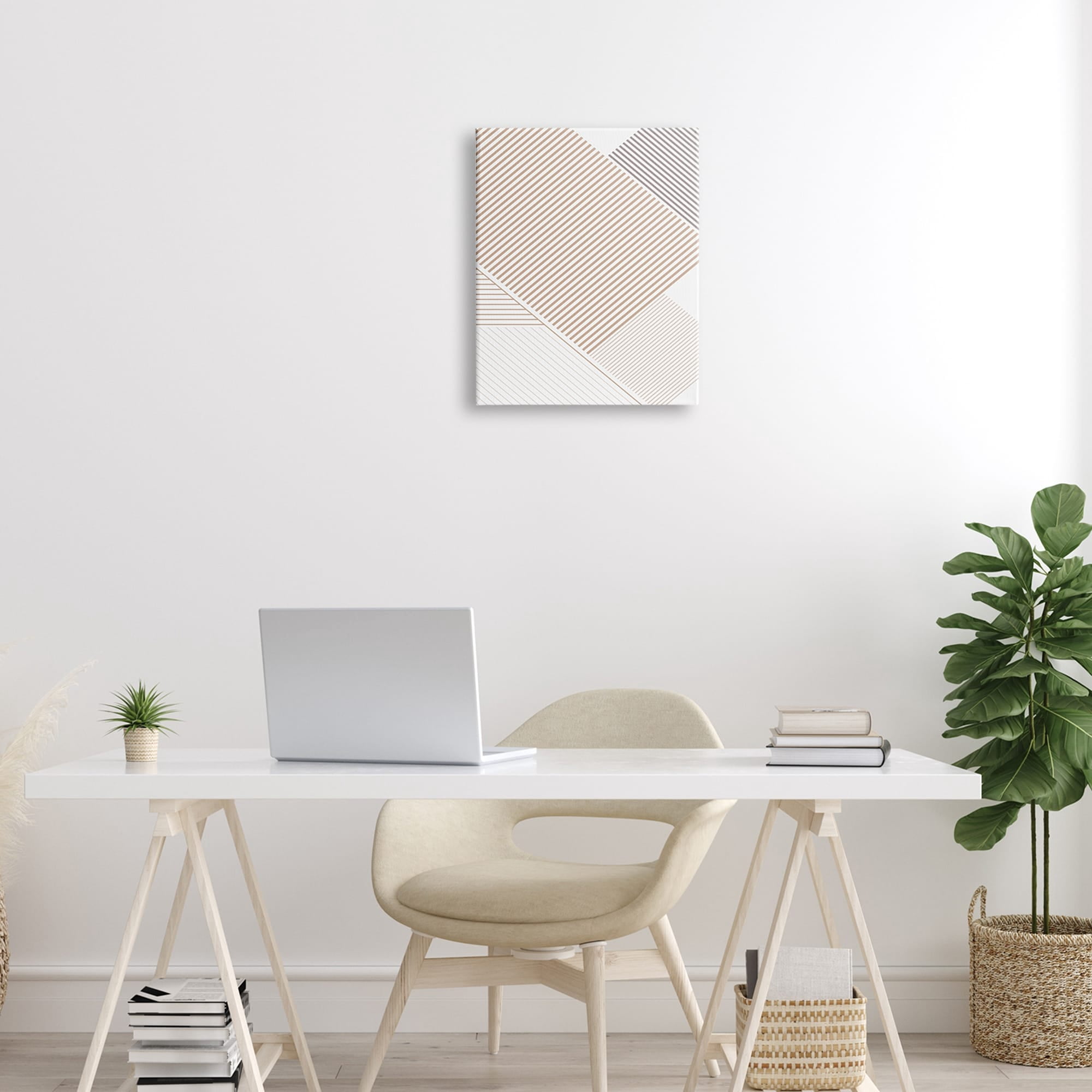 Stupell Industries Modern Abstract Contemporary Lines Neutral Tone Stripe Pattern, 16 x 20, Design by Urban Epiphany