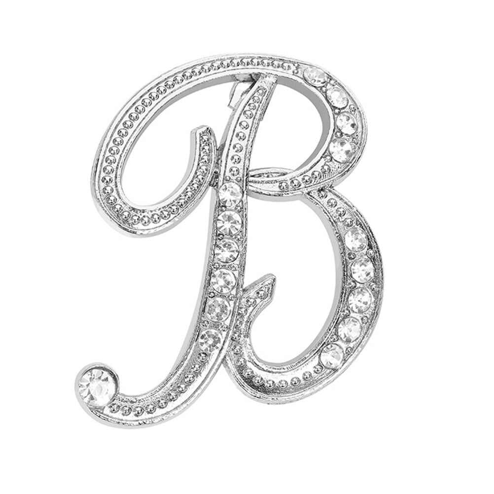 Brooch Letter Lapel Brooches Pin Collar Breastpin Alphabet Rhinestone