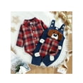thumbnail image 3 of Autumn Baby Boys Gentleman Clothes Sets 3M 6M 9M 12M 18M Plaid Printed Shirts Romper+Cartoon Bear Overalls Pants, 3 of 10