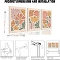 thumbnail image 6 of Boho Flower Canvas Wall Art Abstract Floral Pictures Prints Set of 3 Minimalist Botanical Painting Poster Flower Market Aesthetic Wall Decor for Living room Bedroom 12"x16" Framed, 6 of 7