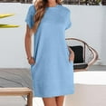 thumbnail image 2 of SMihono Fashion Womens Summer Dresses Fashion 2025 Short Sleeve Fall Mini Dress Casual Beach Vacation Clothes Dresses Blue S, 2 of 9