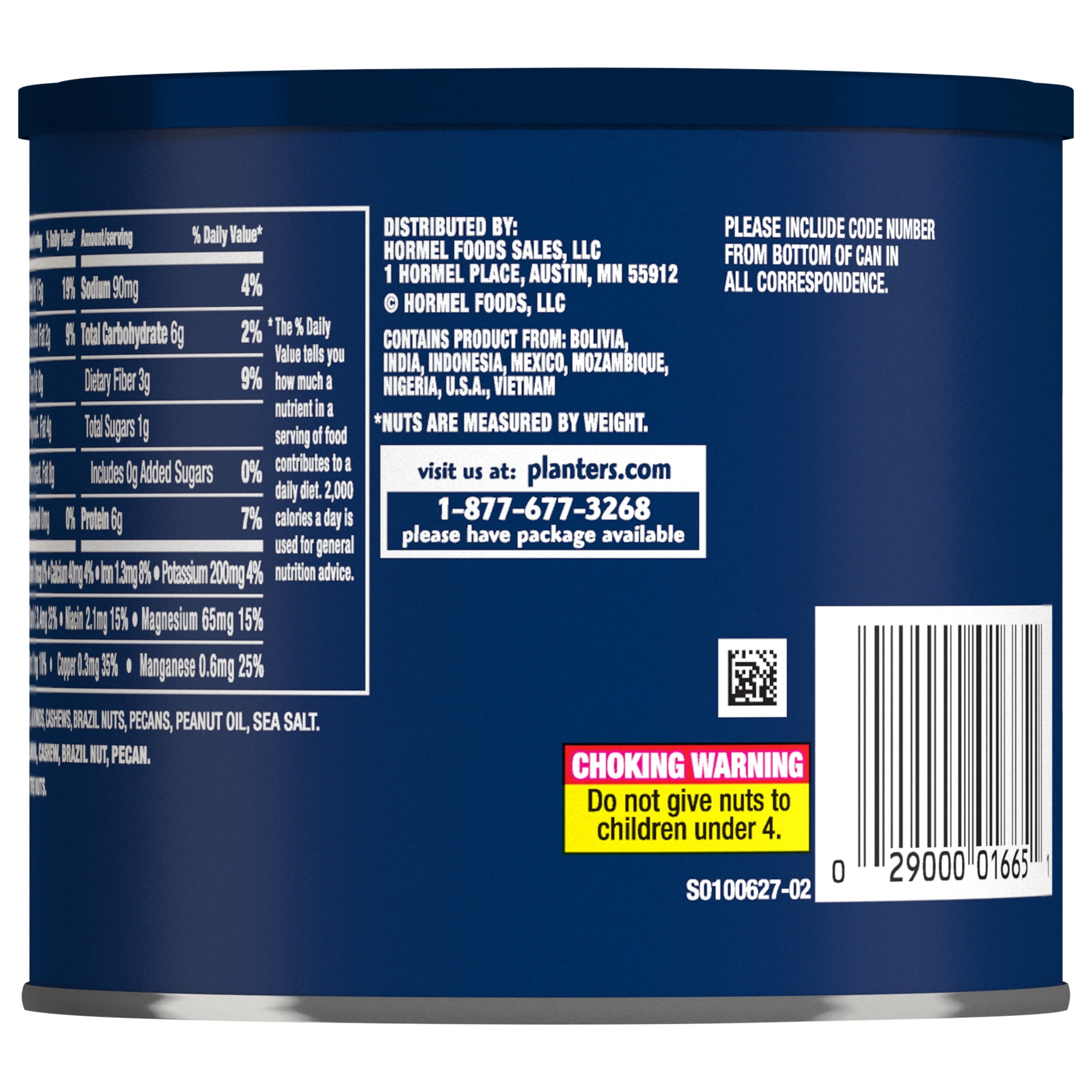 (12 pack) PLANTERS Salted Mixed Nuts, Party Snacks, 6g (7% DV) Plant-Based Protein, 10.3 oz Can