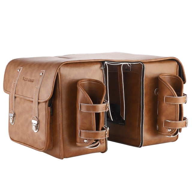 Leather Bicycle Rearseat Bag Large Capacity Bike Rear Bag Universal Bicycle Rack Seats Bags Multifunctional Cycle Storage Side Bag