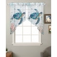 thumbnail image 2 of Teal Sea Turtle Coastal Swag Valances for Windows, Summer Beach Ocean Coral Rod Pocket Sheer Valances for Small Windows, Swag Toppers Light Filtering for Kitchen Living Room 2 Panels 28''x36'', 2 of 6