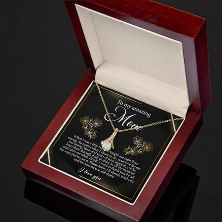 Jewelry, Necklace, Message Card, Golden Lined Flower, Mother's Day Gift, Alluring Beauty Necklace Mom From Daughter Son, White Alluring Necklace