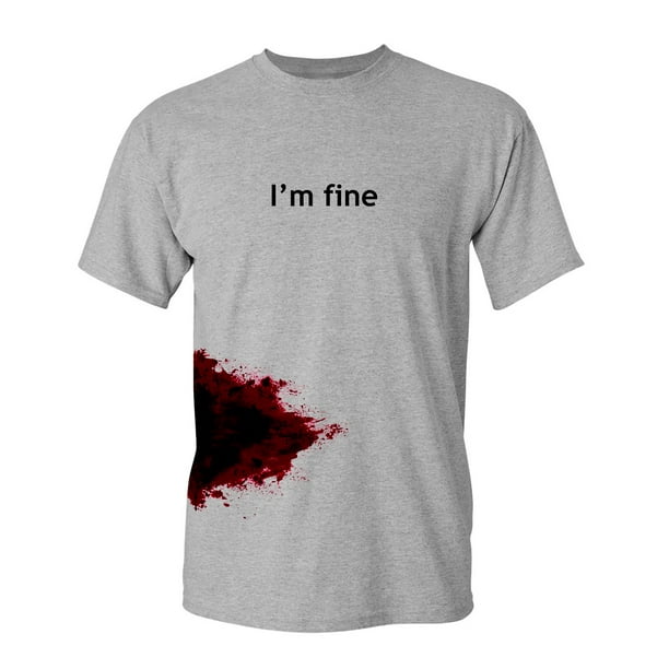 I'm Fine Men's Funny Novelty Graphic Halloween Zombie T Shirt Sport Grey 5XL  