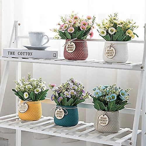 Flores artificiales falsas, plantas artificiales para interiores pequeñas, plantas artificiales para interiores y exteriores, decoración de plantas falsas para el hogar, sala de estar, cocina, dormito Afortunado Sencillez