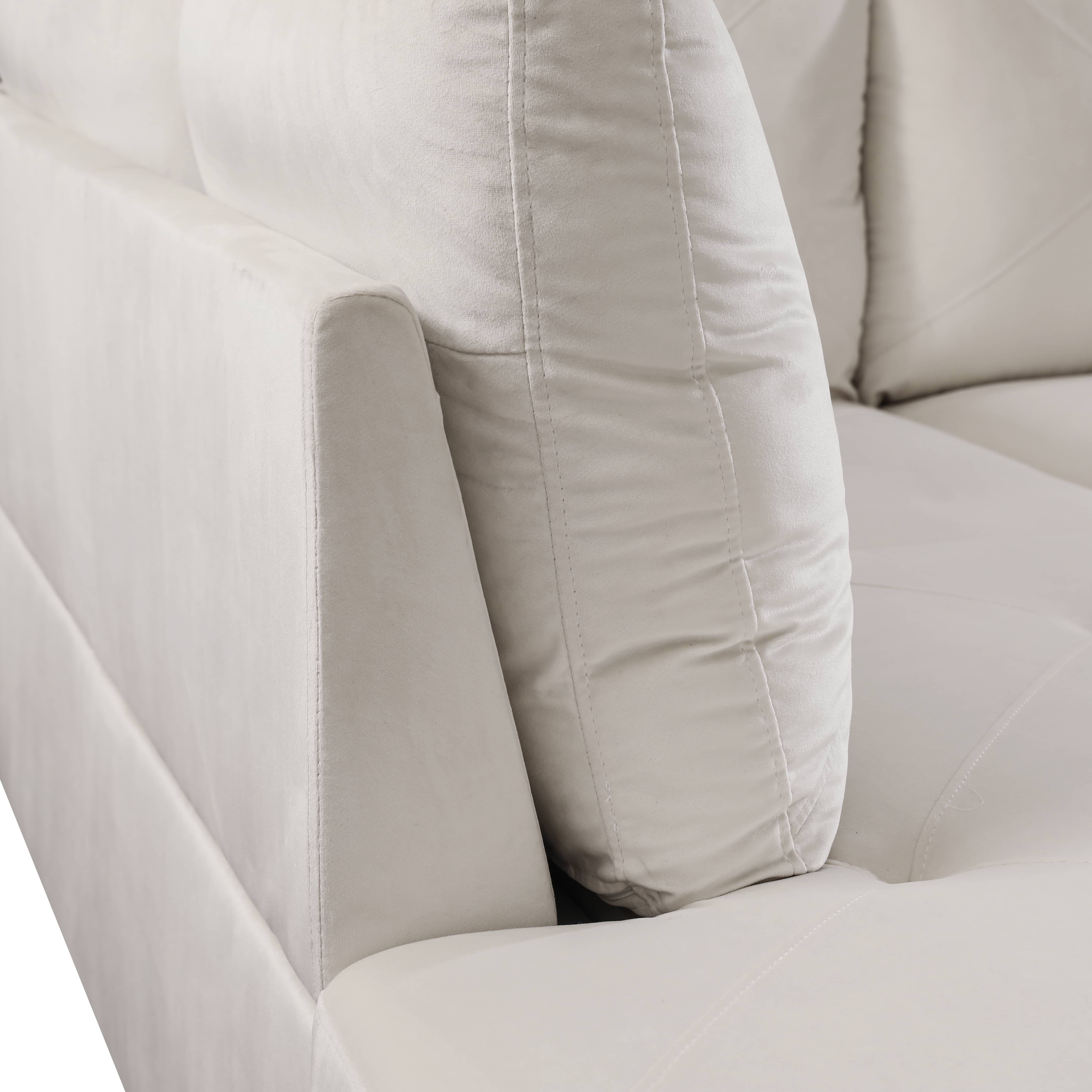 MAYEERTY 66.5" White Microfiber 3-Piece Living Room Sofa Set
