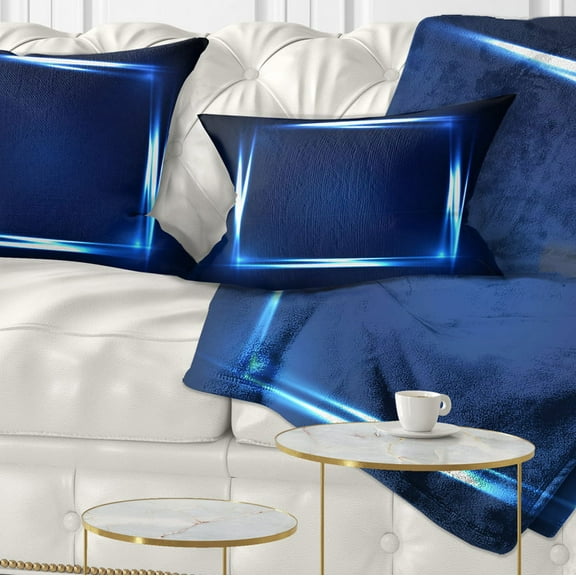 Designart Neon Shape Blue - Abstract Throw Pillow - 12x20