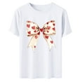 thumbnail image 5 of Wowcloth Woman's Valentine T-Shirt, with Bowknot Design, Fashion Casual Print, Cotton Round Neck Short Sleeve Top for Valentine's Day and Daily Wear, 5 of 6