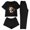 Black, variant on sdhkgrrt Women's 3 Piece Pajama Set Short Sleeve Round Neck Top Matching Shorts Long Pants Cute Cow Printed Casual Lounge Outfit Soft Sleepwear Comfy Tracksuit, Black 2XL