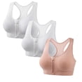 thumbnail image 2 of huilin 3Pack Women's Wireless Zip Front Cross Back Push Up Sports Bra - Solid Color, 2 of 9